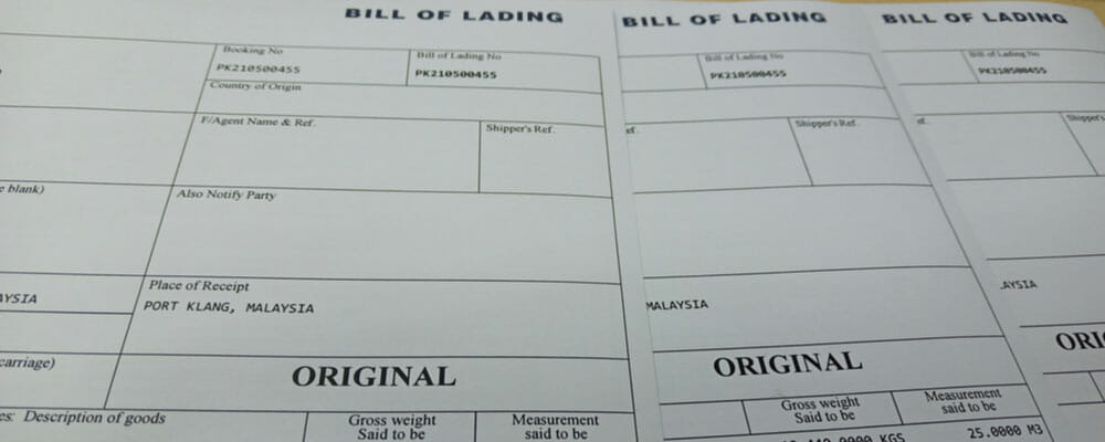 Bill of Lading or Airway Bill