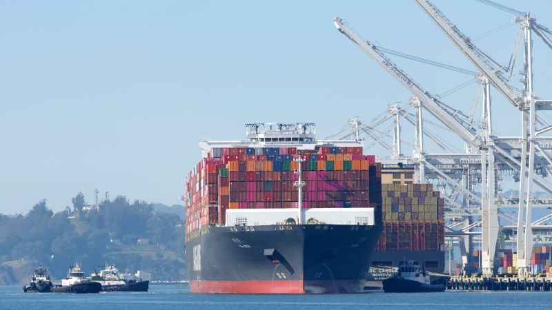 Cargo ship with containers at the port, maritime freight transportation, shipping logistics, international trade, industry, Commerce, transport.