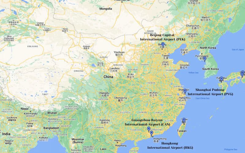 Hauptflughäfen in China: