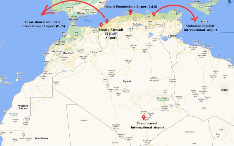Wichtigste Flughäfen in Algerien: