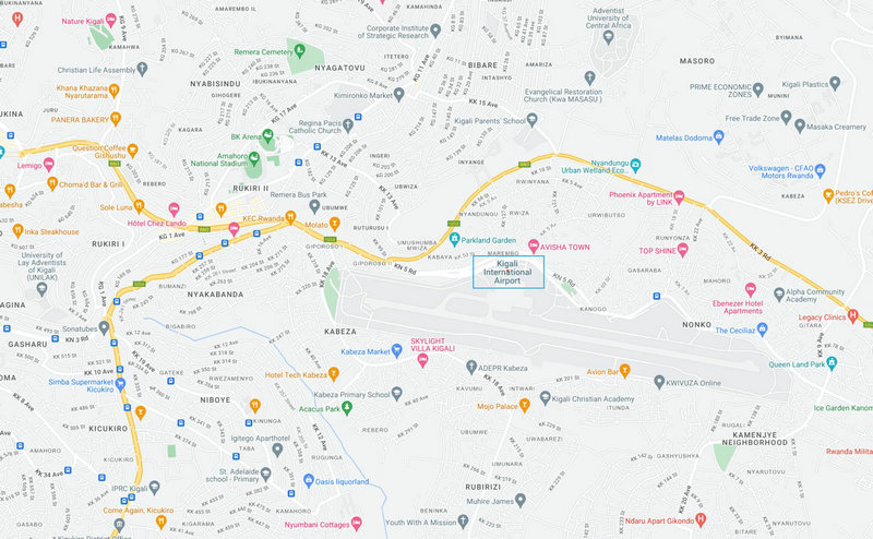 Hlavní letiště pro přepravu z Číny do Rwandy