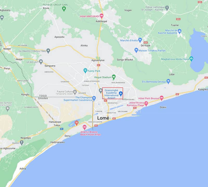 Belangrijkste luchthavens voor verzending van China naar Togo